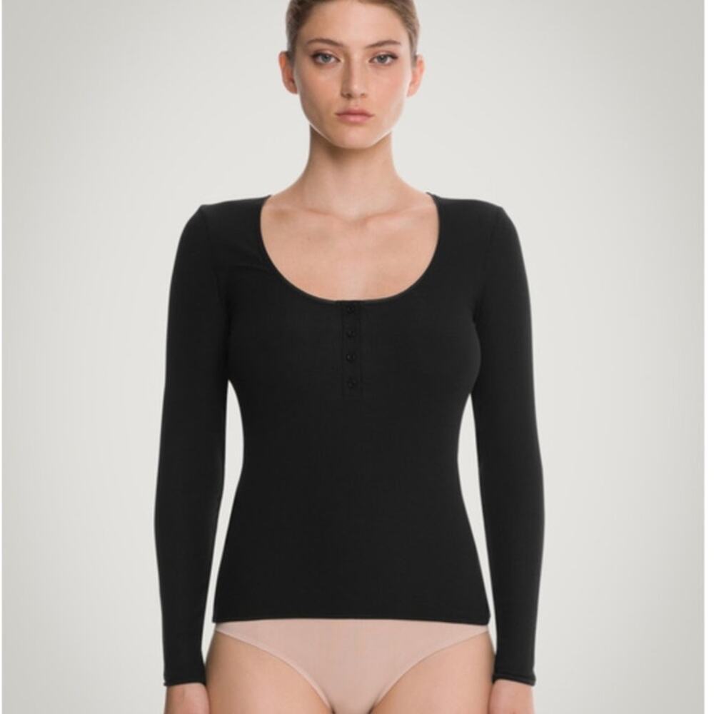 Wolford Henley Top Long Sleeves Size Large
